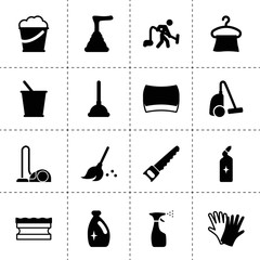 Set of 16 household filled icons