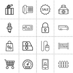 Set of 16 button outline icons