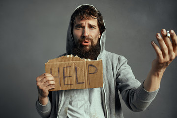 man homeless beggar