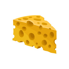 Piece of cheese, healthy fresh dairy product vector Illustration on a white background