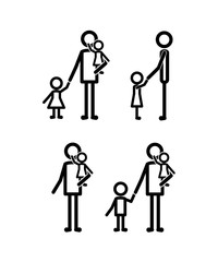 family members set lines figures vector illustration design
