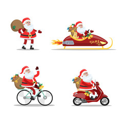Set of cute funny Santa Claus