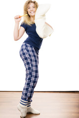 Happy cheerful woman wearing pajamas