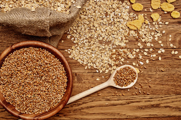 grains and flakes on the table