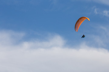 Paragliding above the clouds in Serra do Larouco, Montalegre, Portugal.