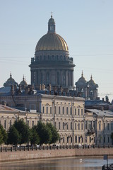 View to Saint Isaac's cathedral from river Moika, Saint Petersburg, Russia