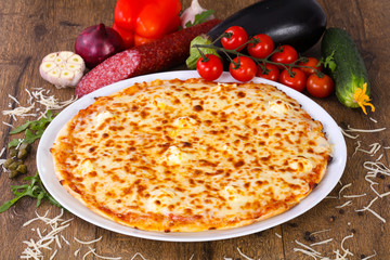 Four cheese pizza