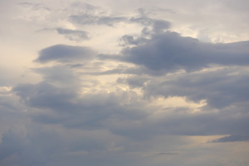 Dark clouds in the sky cumulus, sunrise close-up