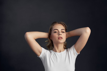 woman on black background