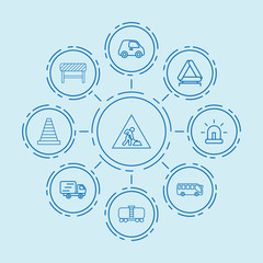 Set of 9 traffic outline icons