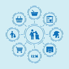 Set of 9 basket filled icons