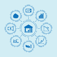 Set of 9 stock filled icons