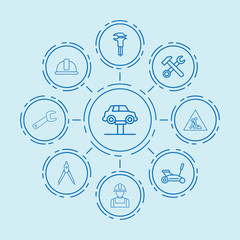 Set of 9 engineer outline icons