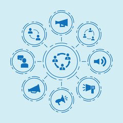 Set of 9 communicate filled icons