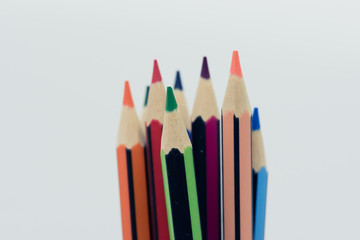 Back to school isolated color pencils