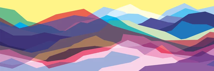 Fotobehang Color mountains, translucent waves, abstract glass shapes, modern background, vector design Illustration for you project © panimoni