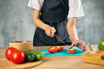 tomatoes cutting vegetables cooking kitchen cook