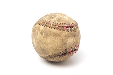worn baseball isolated on white background