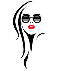 illustration vector of women silhouette black icon on white background