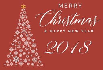 Fototapeta na wymiar Merry Christmas and Happy New Year 2018 lettering template. Greeting card or invitation. Winter holidays related typograph