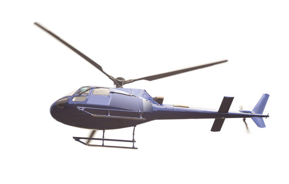 helicopter flying on white background