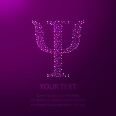 Low poly Psi symbol consisting of points, lines