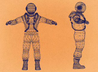 Astronaut - Retro Architect Blueprint © Marko