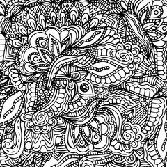Abstract, floral pattern, hand drawn doodle