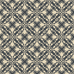 Beige and black seamless floral wallpaper pattern