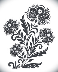 Vintage flower shape on white background