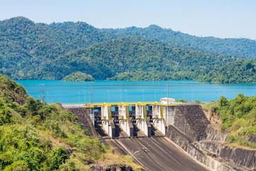 Hydroelectric power station at the  Cheow Lan Lake in the national park Khao Sok in Thailand