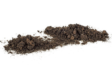 Heap of soil on a white background