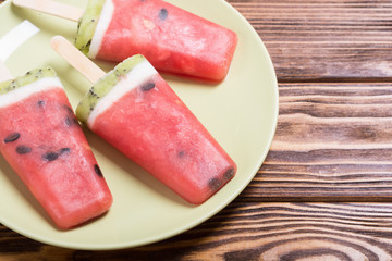 Homemade popsicle with watermelon