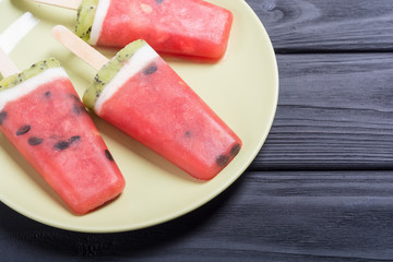 Homemade popsicle with watermelon