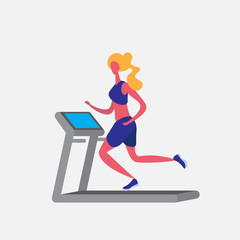 woman running treadmill cartoon character sport female activities isolated keep fit healthy lifestyle motivation concept full length flat vector illustration