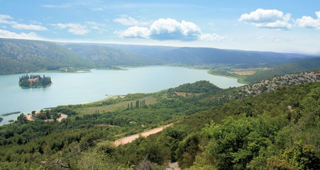 Naklejka na ściany i meble view on lake Visovac, N.P. Krka, Croatia