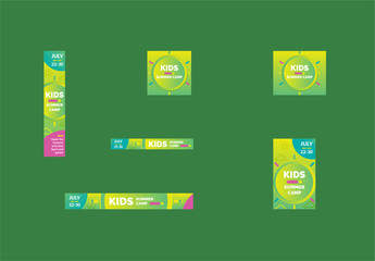 Kids Summer Camp Web Banner Layout Set
