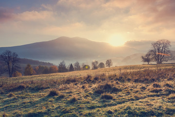 Beautiful sunrise in Bieszczady mountains at fall © marcin jucha