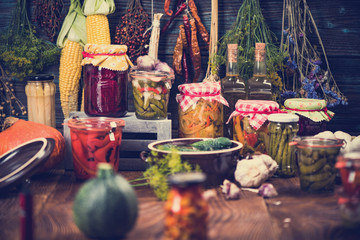 Jars variety Pickled Marinated Vegetables
