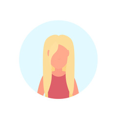 blonde woman avatar isolated faceless female cartoon character portrait flat vector illustration