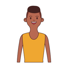 Young fitness man cartoon profile vector illustration graphic design