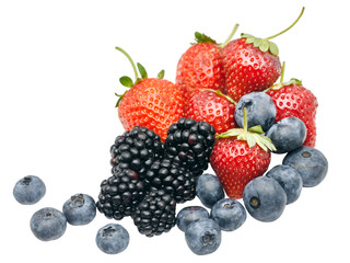 Fototapeta na wymiar blackberries, strawberries, and blueberries