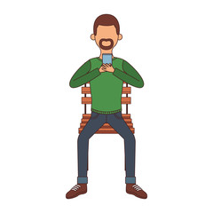 Young man with portable videogame vector illustration graphic design