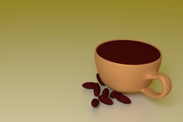 Cup of coffee and coffee beans background