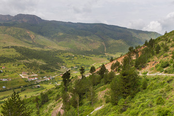 Scenic landscape view in Albanian mountain, Lure National Park.