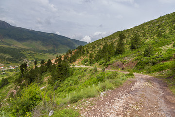 Naklejka na ściany i meble Scenic landscape view in Albanian mountain, Lure National Park.