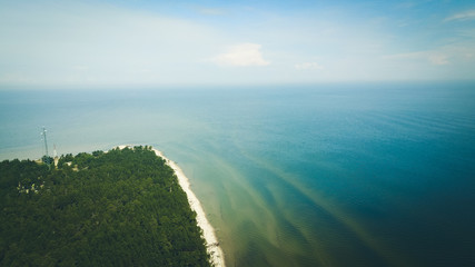 Aerial view of cape Kolka, Baltic sea, Latvia