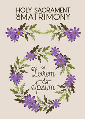 wedding invitation card with floral crown vector illustration design