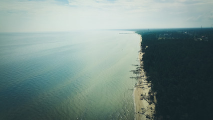 Aerial view of cape Kolka, Baltic sea, Latvia