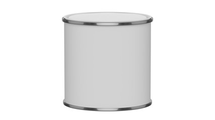 3D realistic render. Composition of single isolated paint can with white lid. Design template.